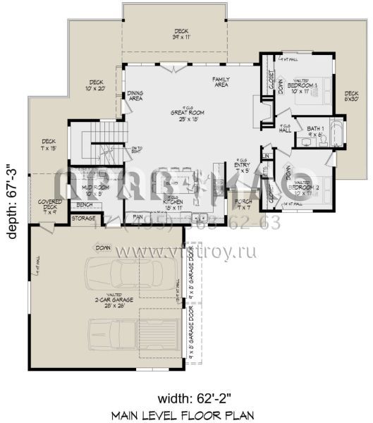 Проект двухэтажного дома с гаражом на две машины в современном стиле S5-197 (940-00670)