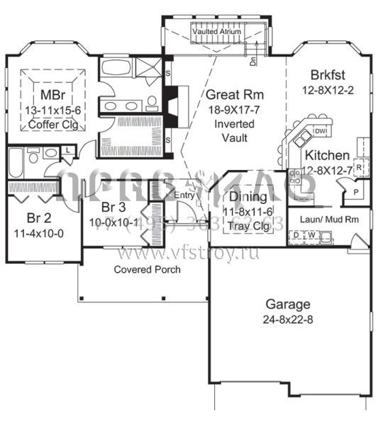 Проект одноэтажного дома с гаражом на две машины в стиле Ранчо S5-195 (5633-00290)