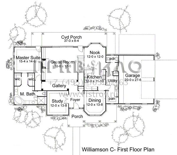 Проект двухэтажного дома с гаражом на две машины в стиле Ранчо S5-261 (9401-00066)