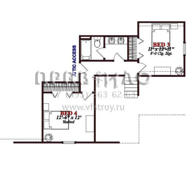 Проект двухэтажного дома с гаражом на две машины в стиле Ранчо S5-228 (1070-00210)