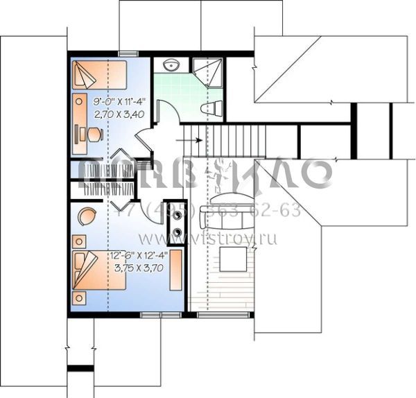 Проект двухэтажного дома без гаража в современном стиле S5-271 (034-00895)