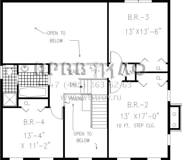Проект двухэтажного дома с гаражом на две машины в стиле Ранчо S5-252 (033-00124)