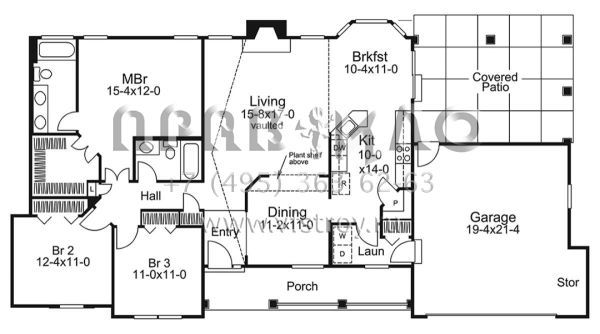 Проект одноэтажного дома с гаражом на две машины в стиле Ранчо S5-146 (5633-00259)