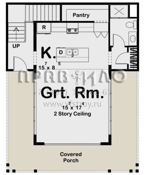 Проект двухэтажного дома без гаража в стиле Ранчо S5-93 (963-00251)