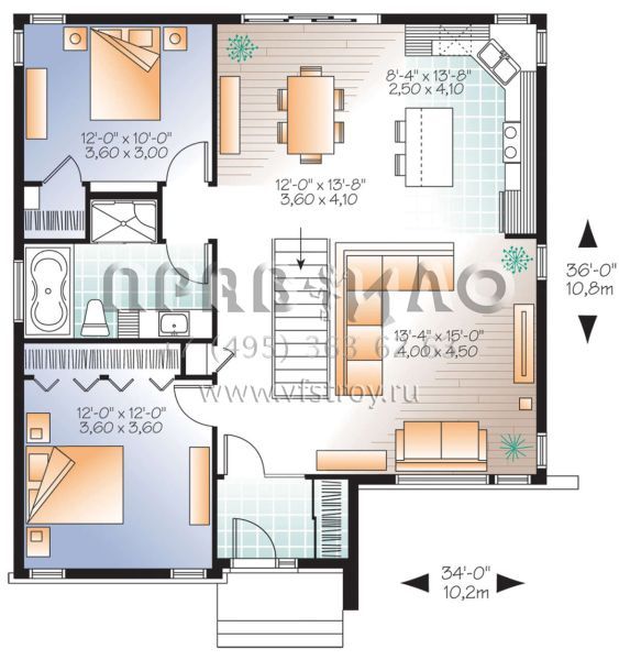 Проект одноэтажного дома без гаража в современном стиле S5-108 (034-01166)