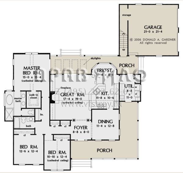Проект одноэтажного дома с гаражом на две машины в стиле Ранчо S5-174 (2865-00073)