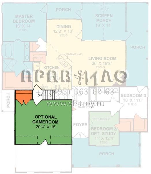 Проект одноэтажного дома с гаражом на две машины в стиле Ранчо S5-171 (4848-00181)