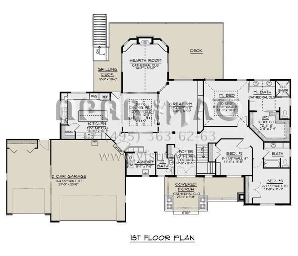Проект одноэтажного дома с гаражом на три и более машин в американском стиле S5-213 (5032-00051)