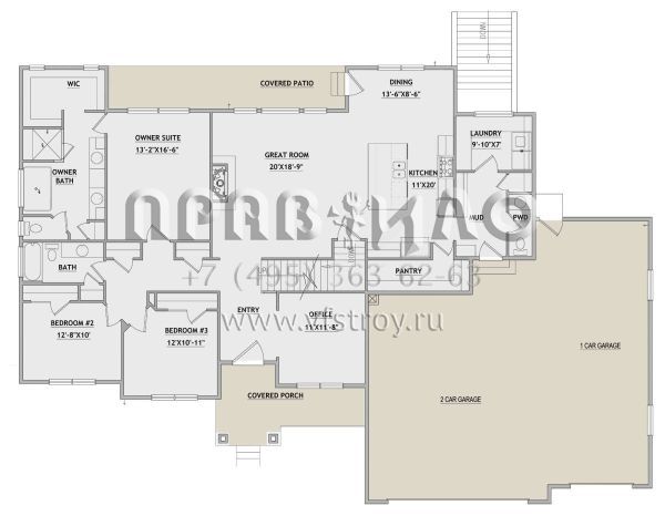 Проект двухэтажного дома с гаражом на три и более машин в современном стиле S5-286 (8768-00013)