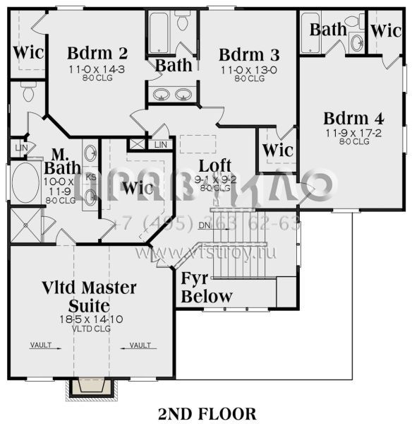 Проект двухэтажного дома с гаражом на две машины в стиле Ранчо S5-220 (009-00247)