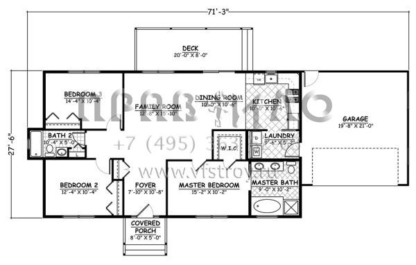 Проект одноэтажного дома с гаражом на две машины в стиле Ранчо S5-125 (526-00054)