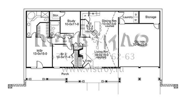 Проект одноэтажного дома с гаражом на две машины в стиле Ранчо S5-137 (5633-00231)