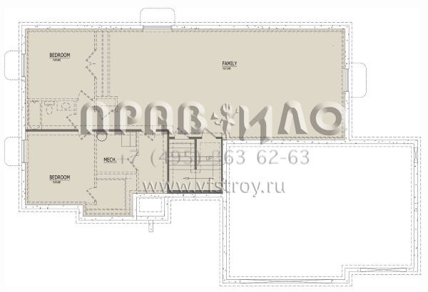 Проект одноэтажного дома с гаражом на три и более машин в стиле Ранчо S5-148 (8768-00035)