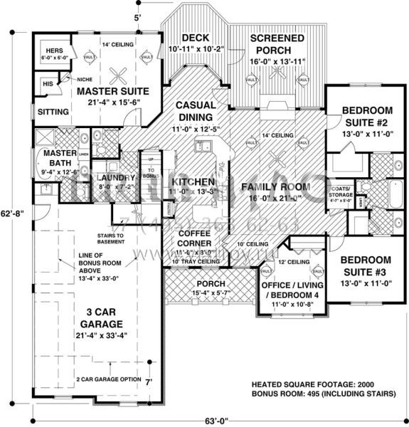 Проект одноэтажного дома с гаражом на три и более машин в стиле Ранчо S5-186 (036-00236)