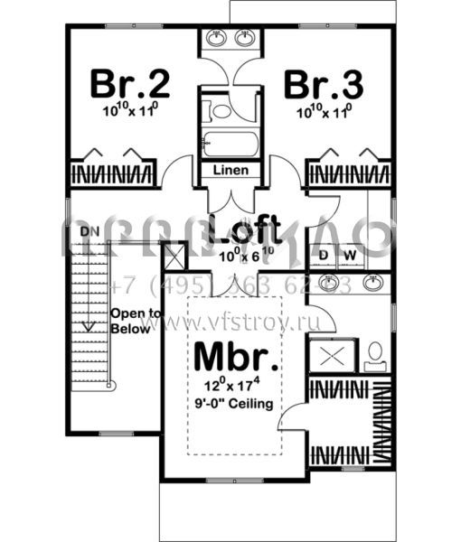 Проект двухэтажного дома с гаражом на две машины в стиле Ранчо S5-153 (963-00225)