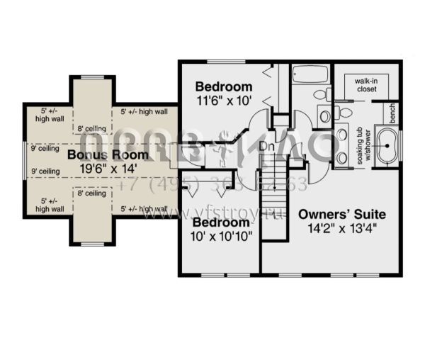 Проект двухэтажного дома с гаражом на две машины в стиле Ранчо S5-149 (035-00227)