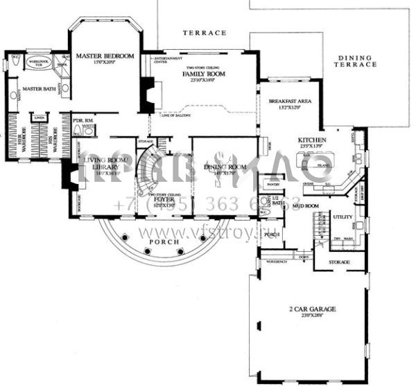 Проект двухэтажного дома с гаражом на две машины в стиле Ранчо S5-367 (7922-00123)