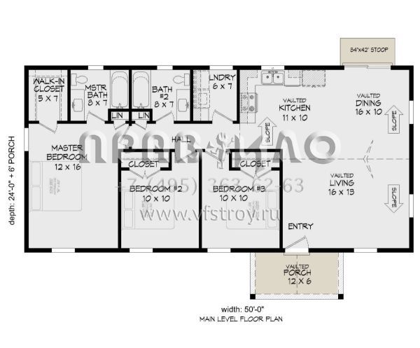 Проект одноэтажного дома без гаража в американском стиле S5-111 (940-00538)