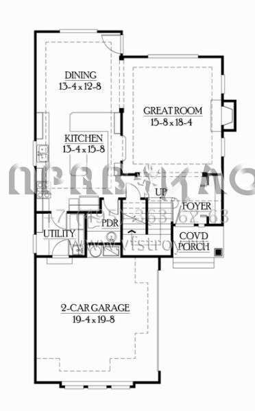 Проект двухэтажного дома с гаражом на две машины в американском стиле S5-198 (341-00033)