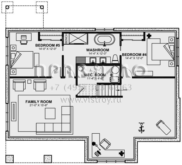 Проект одноэтажного дома без гаража в американском стиле S5-272 (034-01314)