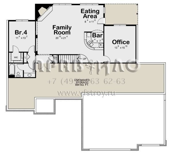 Проект одноэтажного дома с гаражом на три и более машин в стиле Ранчо S5-327 (402-01676)