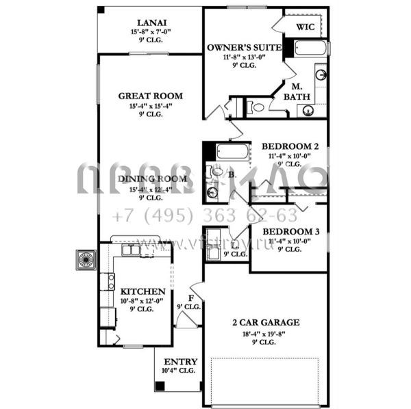 Проект одноэтажного дома с гаражом на две машины в английском стиле S5-133 (3978-00082)