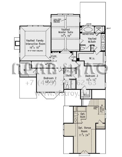Проект двухэтажного дома с гаражом на две машины в стиле Ранчо S5-306 (8594-00274)
