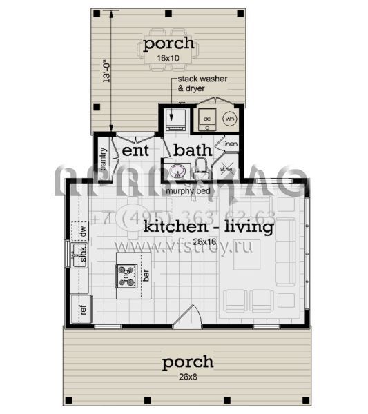Проект одноэтажного дома без гаража в современном стиле S5-49 (048-00285)
