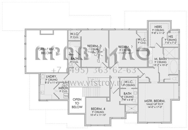 Проект двухэтажного дома с жилым подвалом и гаражом на четыре машины  S5-359 (6422-00030)