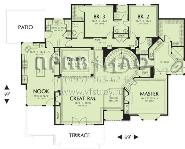 Проект двухэтажного дома с гаражом на три и более машин в современном стиле S5-308 (2559-00166)