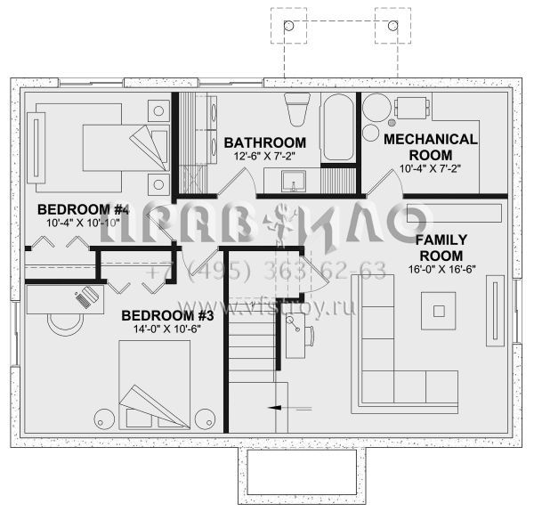 Проект одноэтажного дома без гаража в стиле Ранчо S5-174 (034-01315)