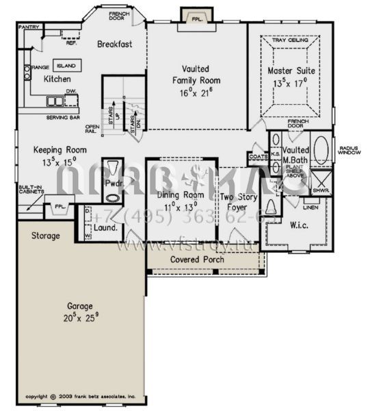 Проект двухэтажного дома с гаражом на две машины в стиле Ранчо S5-232 (8594-00394)