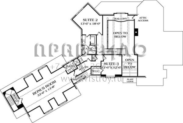 Проект двухэтажного дома с гаражом на три и более машин в стиле Ранчо S5-340 (3323-00345)