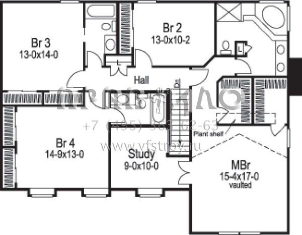Проект двухэтажного дома с гаражом на три и более машин в стиле Ранчо S5-276 (5633-00081)