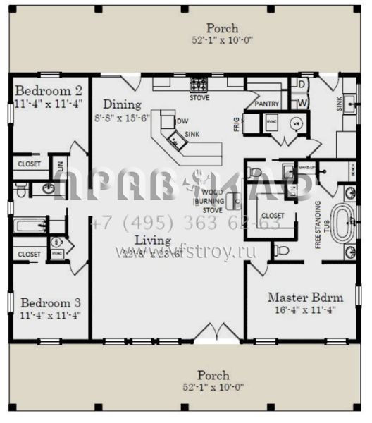 Проект одноэтажного дома без гаража в стиле Ранчо S5-193 (3558-00002)