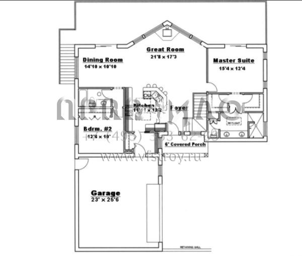 Проект одноэтажного дома с гаражом на две машины в стиле Ранчо S5-292 (039-00197)