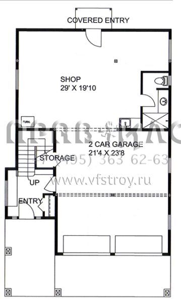 Проект двухэтажного дома с гаражом на две машины в современном стиле S5-207 (039-00660)