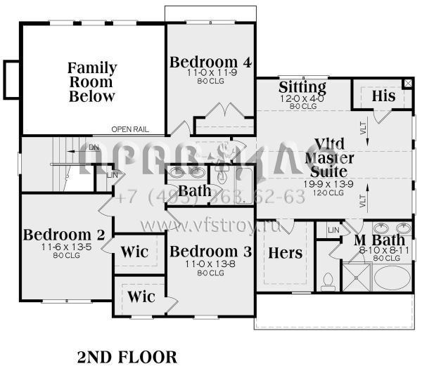 Проект двухэтажного дома с гаражом на две машины в стиле Ранчо S5-247 (009-00021)