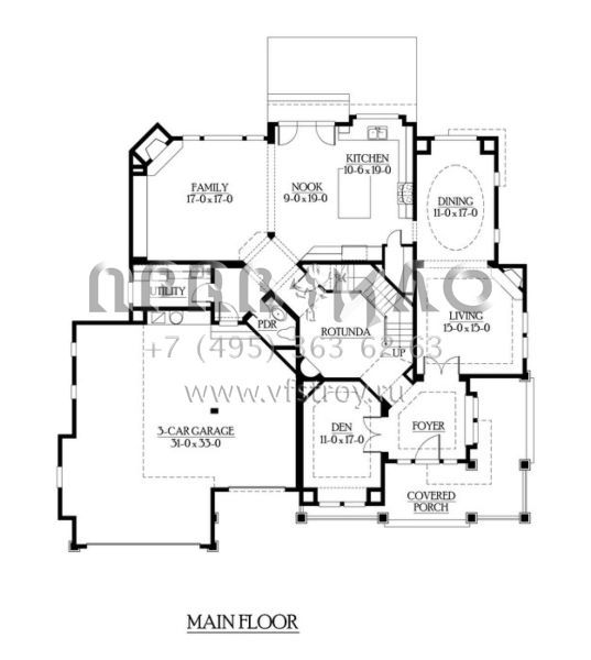 Проект двухэтажного дома с гаражом на три и более машин в стиле Шале S5-374 (341-00168)