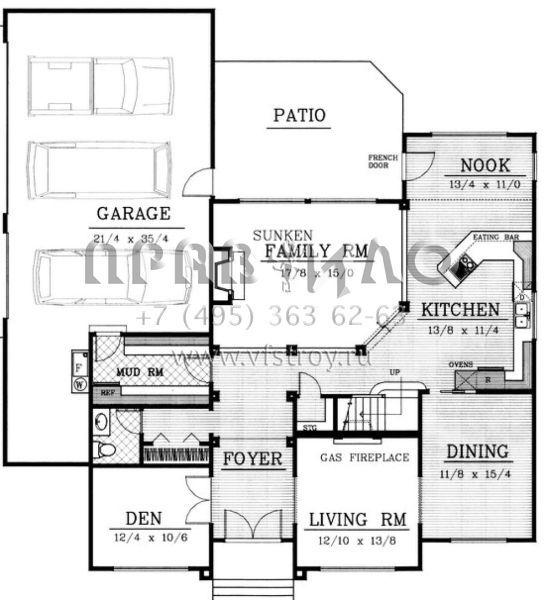Проект двухэтажного дома с гаражом на три и более машин в американском стиле S5-319 (692-00139)