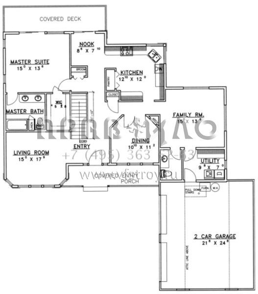 Проект одноэтажного дома с гаражом на две машины в стиле Ранчо S5-184 (039-00240)