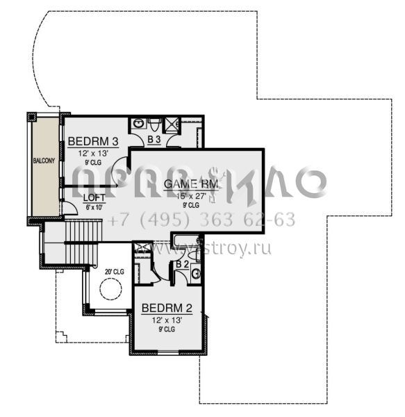 Проект двухэтажного дома с гаражом на три и более машин в английском стиле S5-348 (5445-00401)