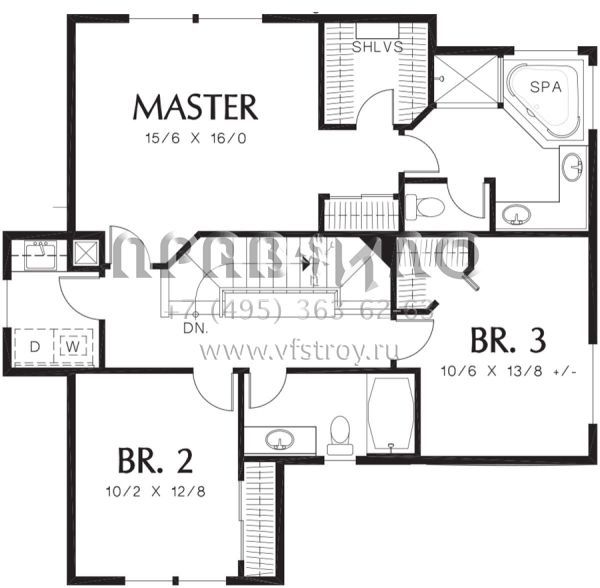Проект двухэтажного дома с гаражом на две машины в стиле Ранчо S5-182 (2559-00195)