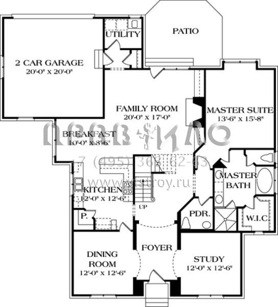 Проект двухэтажного дома с гаражом на две машины в стиле Особняк S5-243 (3323-00151)