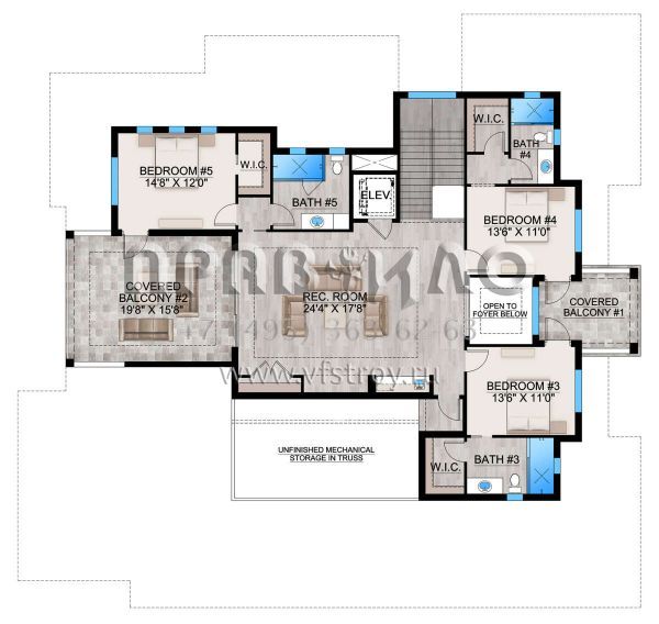Проект двухэтажного дома с гаражом на три и более машин в прибрежном стиле S5-452 (207-00116)
