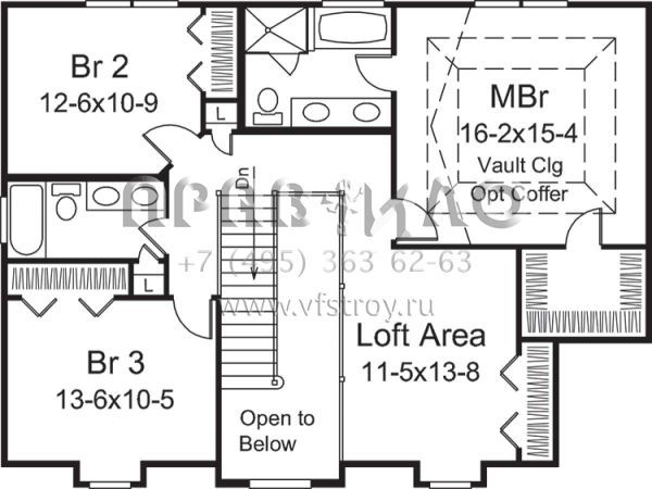 Проект двухэтажного дома с гаражом на две машины в стиле Ранчо S5-237 (5633-00263)