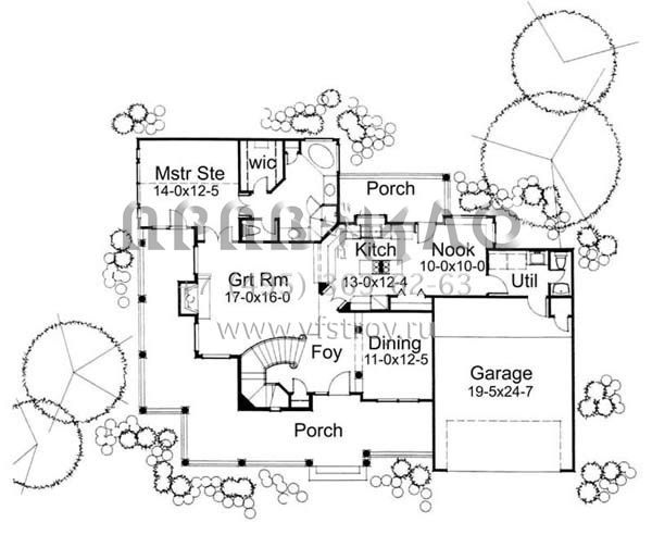Проект двухэтажного дома с гаражом на две машины в стиле Ранчо S5-164 (9401-00042)