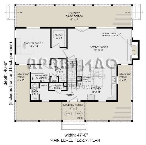Проект двухэтажного дома без гаража в стиле Ранчо S5-227 (940-00407)