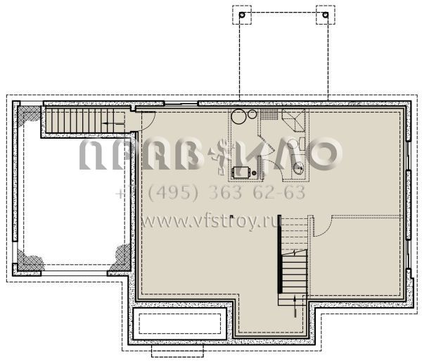 Проект двухэтажного дома с гаражом на одну машину в современном стиле S5-190 (034-01308)