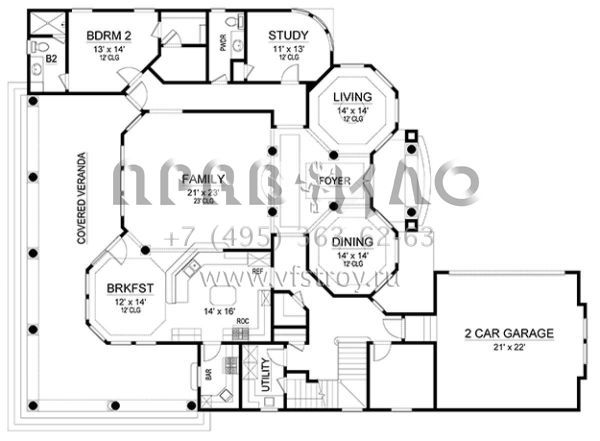 Проект двухэтажного дома с гаражом на две машины в прибрежном стиле S5-497 (5445-00247)
